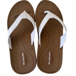 Okabashi Breeze Sandals Flip Flops Women SZ Small 5-6  Toffee/White